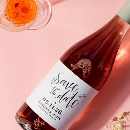 Script Save the date Sparkling Wine Label
