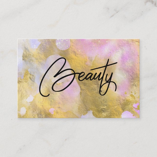 *~* Script SCHAUTY Gold Foil Rainbow Business Card Visitenkarte (Vorderseite)