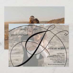 Script Schwarz-weiß 2 Foto Kalligraphie Hochzeit Einladung