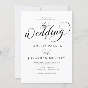 Script Schwarz-weiße Hochzeit Einladung