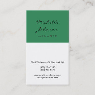 Script Sea Green White Manager Carte de visite