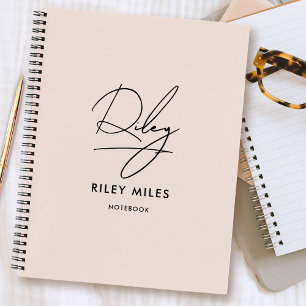 Script Signature Monogram Blush Pink Moderner Chic Notizbuch