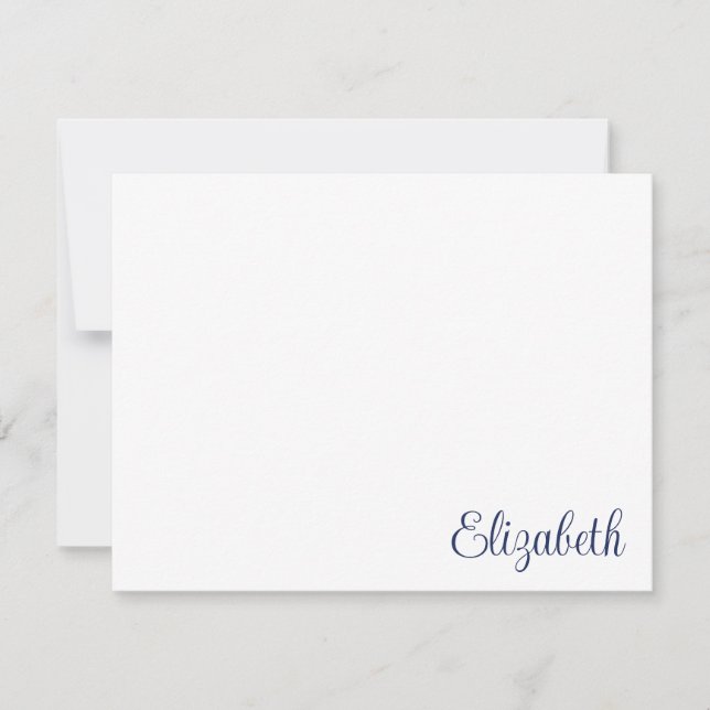 Script Signature Navy Blue Stationery Mitteilungskarte (Vorderseite)