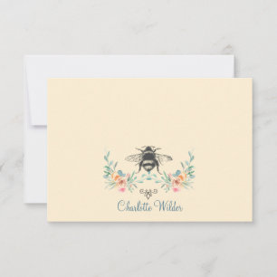Script Signature Personalisiert Bee Floral Mitteilungskarte