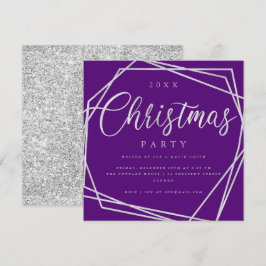 Script Silver Lila Glitzer Weihnachts-Party Einladung