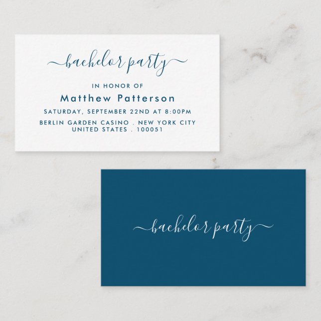 Script simple - Bachelor Party Ticket Invitation (Devant / Derrière)