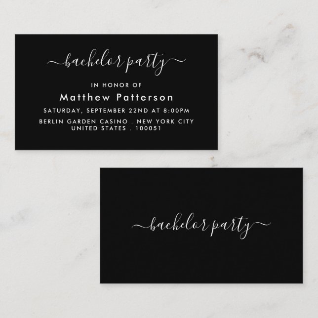 Script simple - Bachelor Party Ticket Invitation (Devant / Derrière)