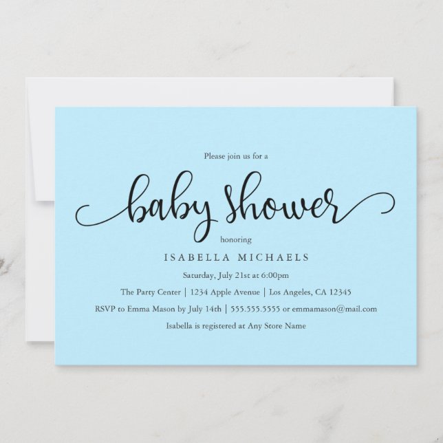 Script simple| Invitation Baby shower (Devant)