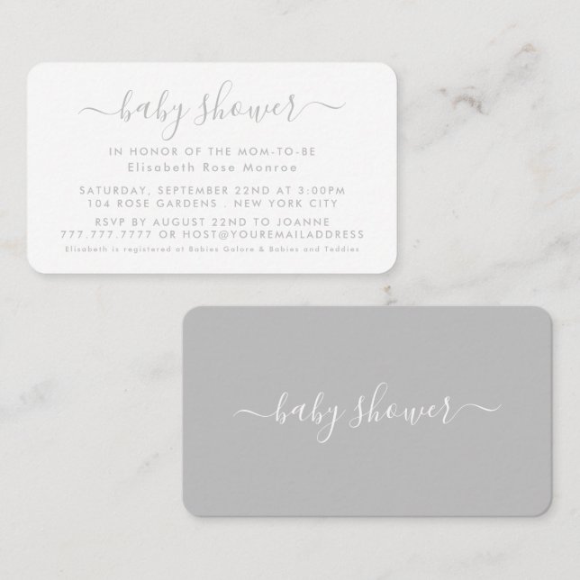 Script simple - Invitation de billet Baby shower (Devant / Derrière)