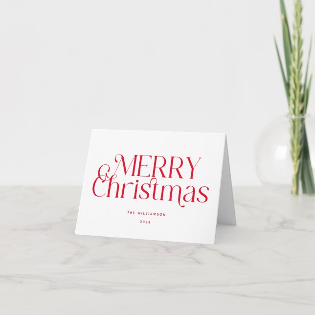 Script Simple Joyeux Noël Rouge Carte de vacances (Devant)