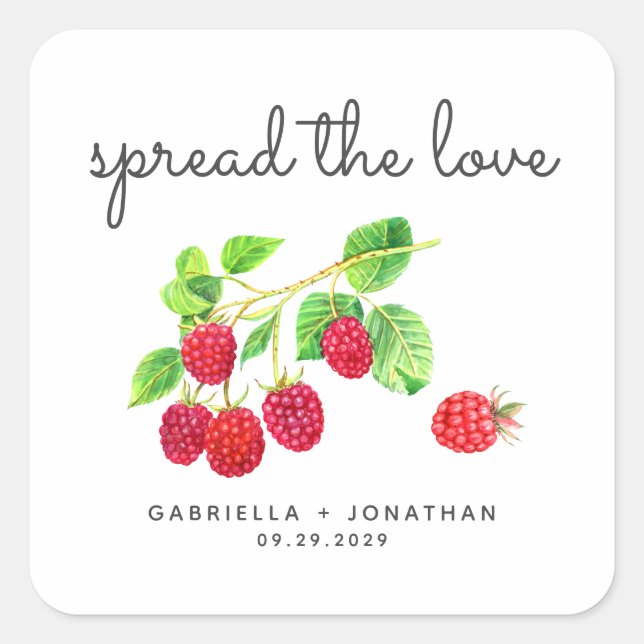 Script Spread The Love Raspberry Jam Favor Sticker (Devant)