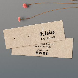 Script Study Earring Tan Kraft Display Card