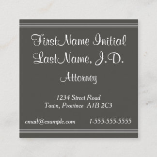 Script Text Attorney Business Card Quadratische Visitenkarte