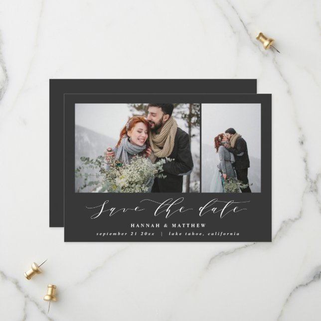Script text Foto Save The Date (Vorderseite/Rückseite Beispiel)