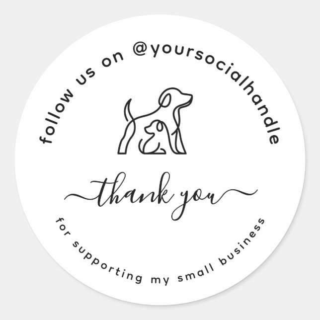  Script thank you social handle Custom logo  Runder Aufkleber (Vorderseite)