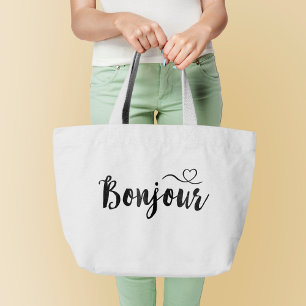 Script Typografy - Bonjour Jumbo Stoffbeutel