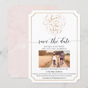 Script Typografy Liebe in Air Gold Save the Date Einladung