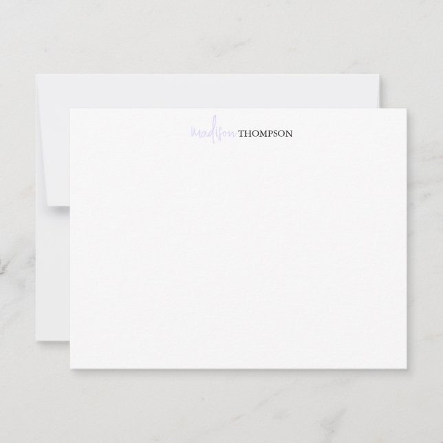 Script Typografy Pale Lavender Mitteilungskarte (Vorderseite)