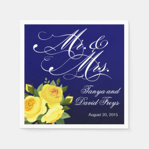 Script Typografy Rose Floral Marine Serviette