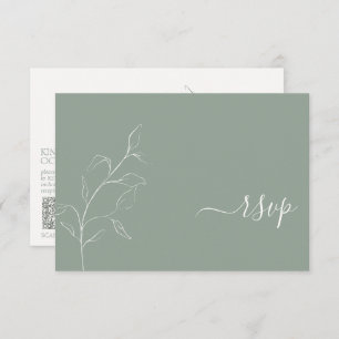 Script vert Sage moderne Botanique QR Code RSVP