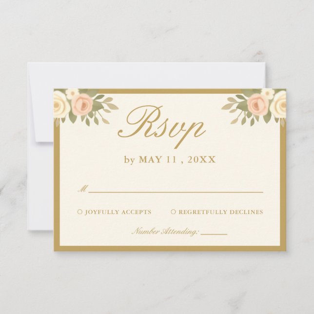 Script Vintage Ivory Wedding RSVP Card Karte (Vorderseite)
