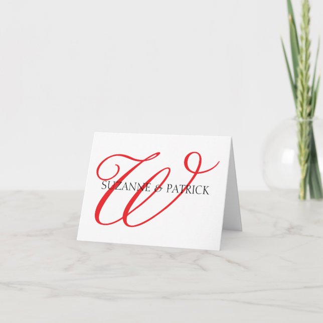 Script W Monogram Notecard (rot / schwarz) (Vorderseite)