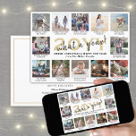 Script Was für ein Jahr! 12 Foto Collage Gold & Wh Feiertagskarte<br><div class="desc">Was für ein Jahr zu erinnern! Senden Sie stilvolle fröhliche Grüße und teilen Sie 12 Ihrer Lieblingsfotos mit einer Cutom 12x18 Foto Collage Urlaubskarte. (IMAGE PLACEMENT TIP: Eine einfache Möglichkeit, ein Foto genau so zu zentrieren, wie Sie es gewollt haben, ist es, es einzuschneiden, bevor Sie es auf die Zazzle-Website...</div>