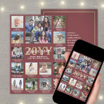 Script Was für ein Jahr! 15 Foto Collage Burgundy  Feiertagskarte<br><div class="desc">Was für ein Jahr zu erinnern! Senden Sie stilvolle und fröhliche Grüße und teilen Sie 15 Ihrer Lieblingsfotos mit einer individuellen 12x18 Foto Collage Urlaubskarte. (IMAGE PLACEMENT TIP: Eine einfache Möglichkeit, ein Foto genau so zu zentrieren, wie Sie es gewollt haben, ist es, es einzuschneiden, bevor Sie es auf die...</div>