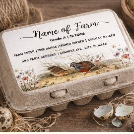 Script Watercolor Farm Quail Egg Carton Label