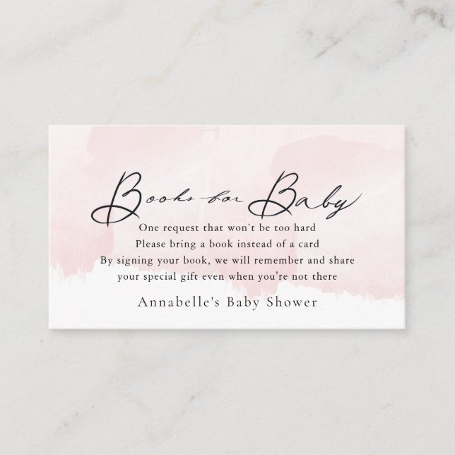 Script Watercolor Pink Babydusche Anfrage Begleitkarte (Vorderseite)