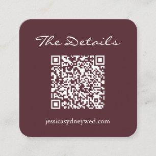 Script Wedding RSVP Details QR Code Burgundy Begleitkarte