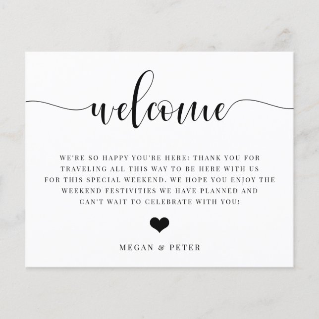 Script Wedding Welcome Bag Beilage Card (Vorderseite)