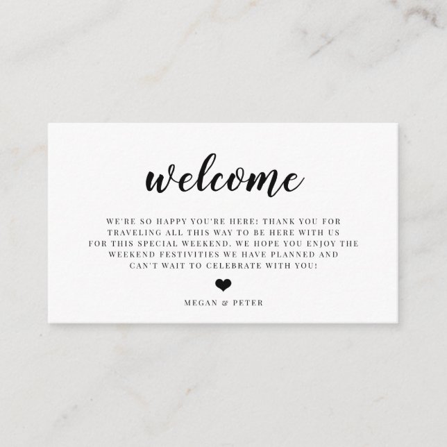 Script Wedding Welcome Bag Beilage Card Begleitkarte (Vorderseite)