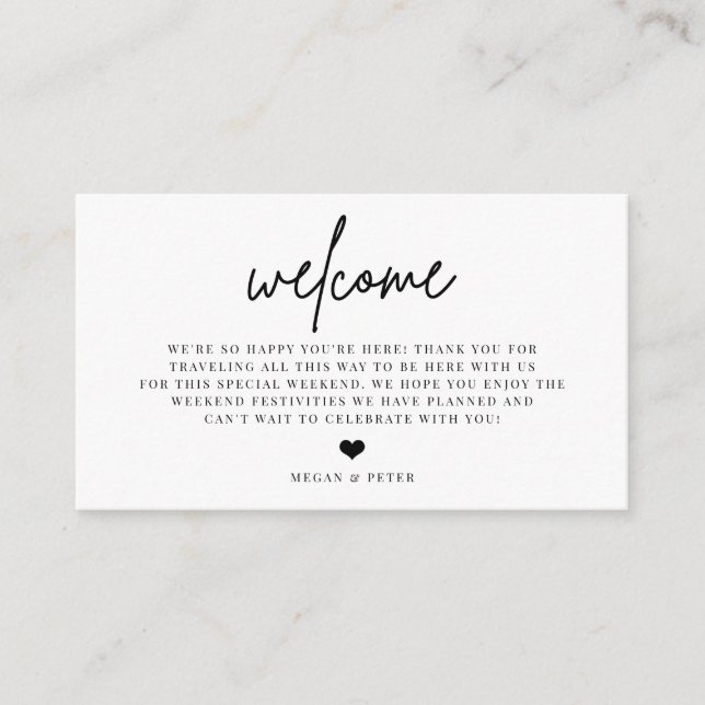 Script Wedding Welcome Bag Beilage Card Begleitkarte (Vorderseite)