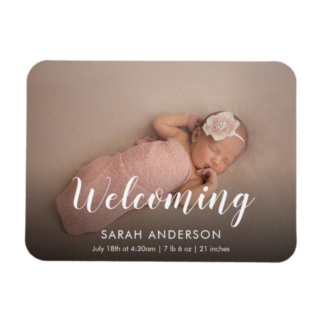 Script Welcome Baby Foto Magnet (Horizontal)