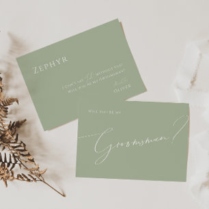 Script Whimsical   Carte de proposition Sage Groom