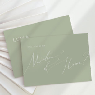 Script Whimsical Carte d'honneur Sage Green Matr