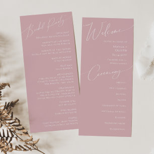 Script Whimsical   Dusty Rose Wedding Programme