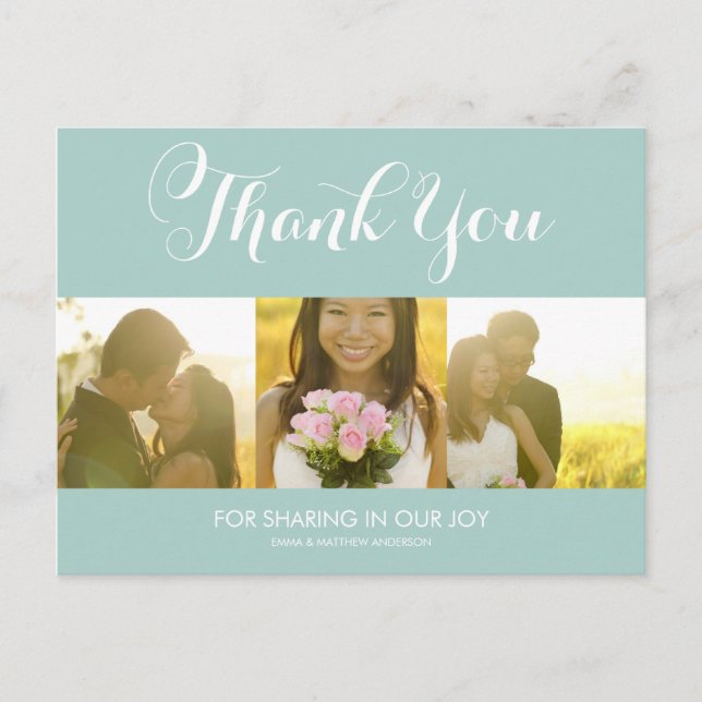SCRIPT WHIMSIQUE | CARTE POSTCARD MERCI MARIAGE (Devant)