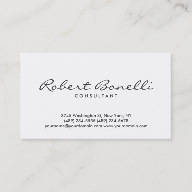 Script White Schlicht Modern Consultant Business C Visitenkarte (Vorderseite)