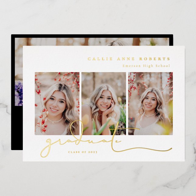 Scripted Snapshots Foto Abschluss Folieneinladung (Vorderseite/Rückseite)