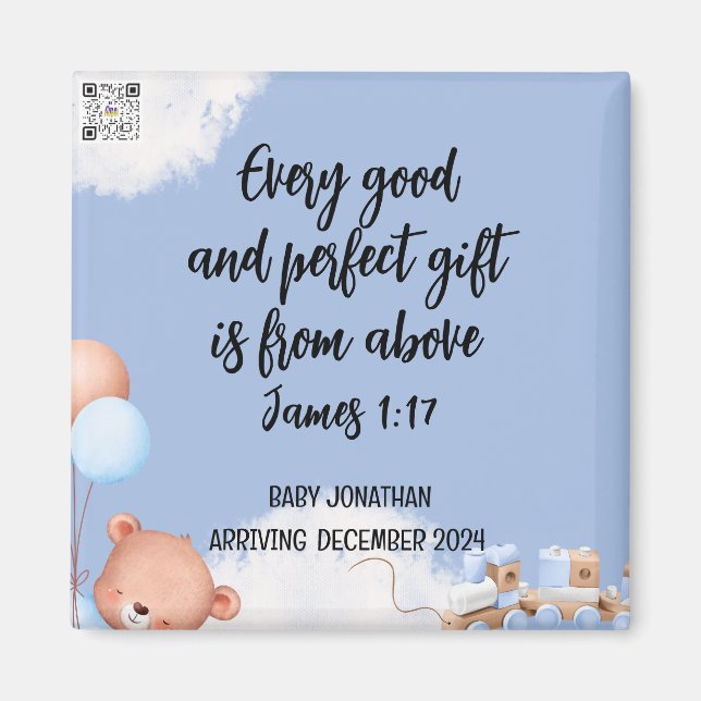 Scripting Baby Boy Announcement Magnet 1 (Vorne)