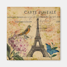 Scripts Hydrangea French Bird Paris Eiffel Tower Magnet
