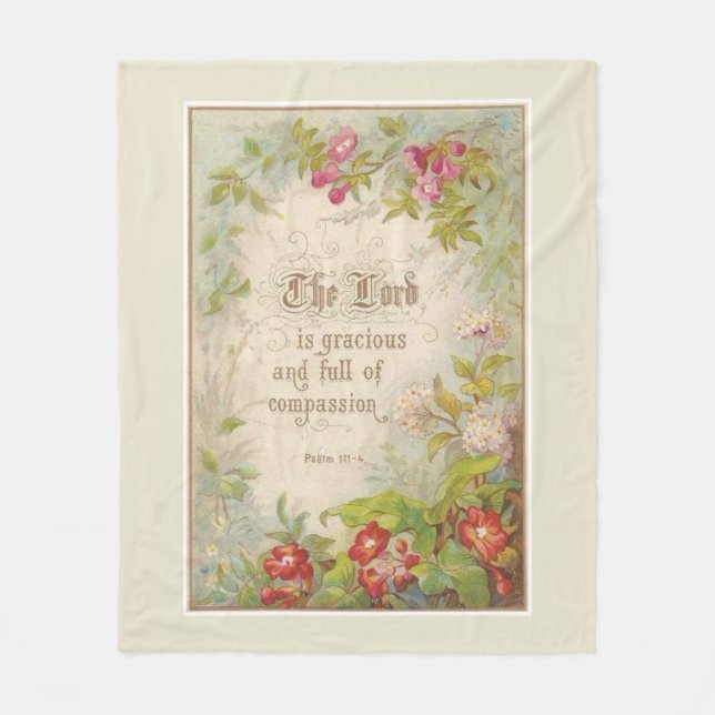 Scripture-Blumen-Grün-Vintage Antike Fleecedecke (Vorderseite)