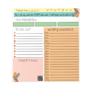 Scripture Daily Task Notepad Dies ist der Tag weiß Notizblock