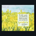 Scripture Mustard Seed Luke 13 Bible Verse Poster<br><div class="desc">Garden themed Christian wall decor featuring a scripture from the Bible book of Luke 13:19 KJV "It is like a grain of mustard seed... " and decorated with a field of bright yellow mustard with flowers in full bloom under a soft blue sky hand painted with watercolor. A watercolor scene...</div>