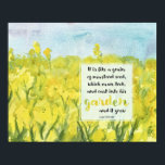 Scripture Mustard Seed Luke 13 Bible Verse Poster<br><div class="desc">Garden themed Christian wall decor featuring a scripture from the Bible book of Luke 13:19 KJV "It is like a grain of mustard seed... " and decorated with a field of bright yellow mustard with flowers in full bloom under a soft blue sky hand painted with watercolor. A watercolor scene...</div>