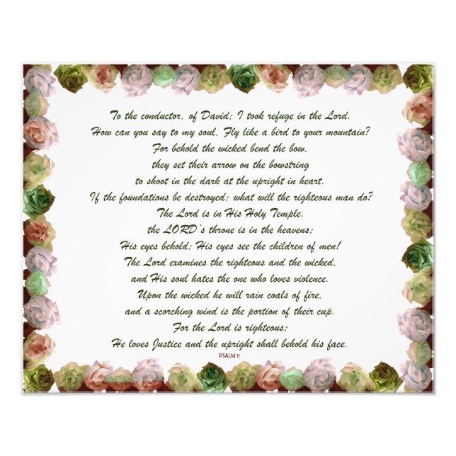 Scripture, Psalm 11, Green Gray Roses Fotodruck (Vorne)