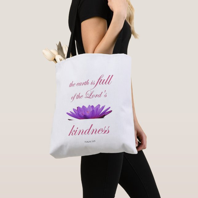 Scripture, Psalm 33,  Lord's Kindness Purple Lotus Tasche (Von Nahem)
