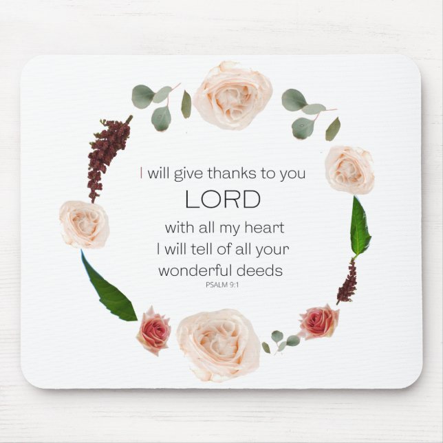 Scripture, Psalm 9, All Your Wonderful Deeds LORD Mousepad (Vorne)